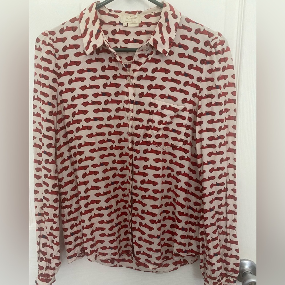 Kate Spade Monaco Race Car Button Up Blouse